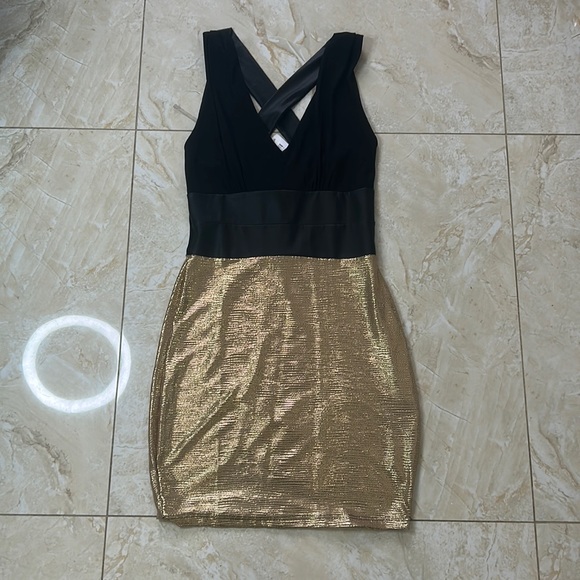 Black and Gold Mini Dress - Picture 1 of 2